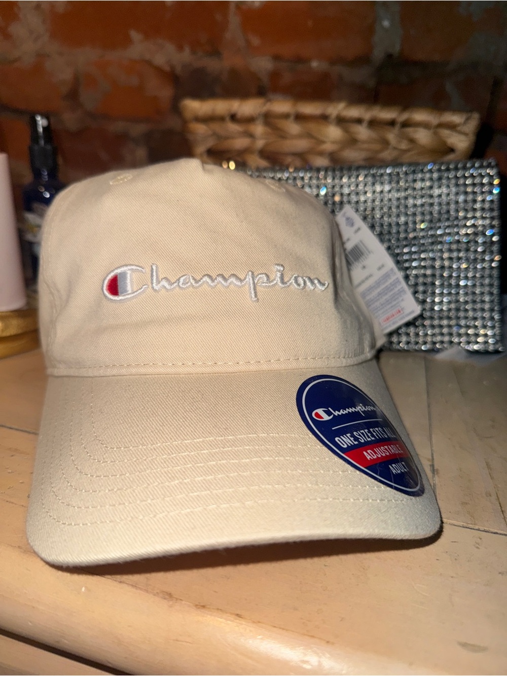 Champion Cream Twill Cap with Embroidered Logo